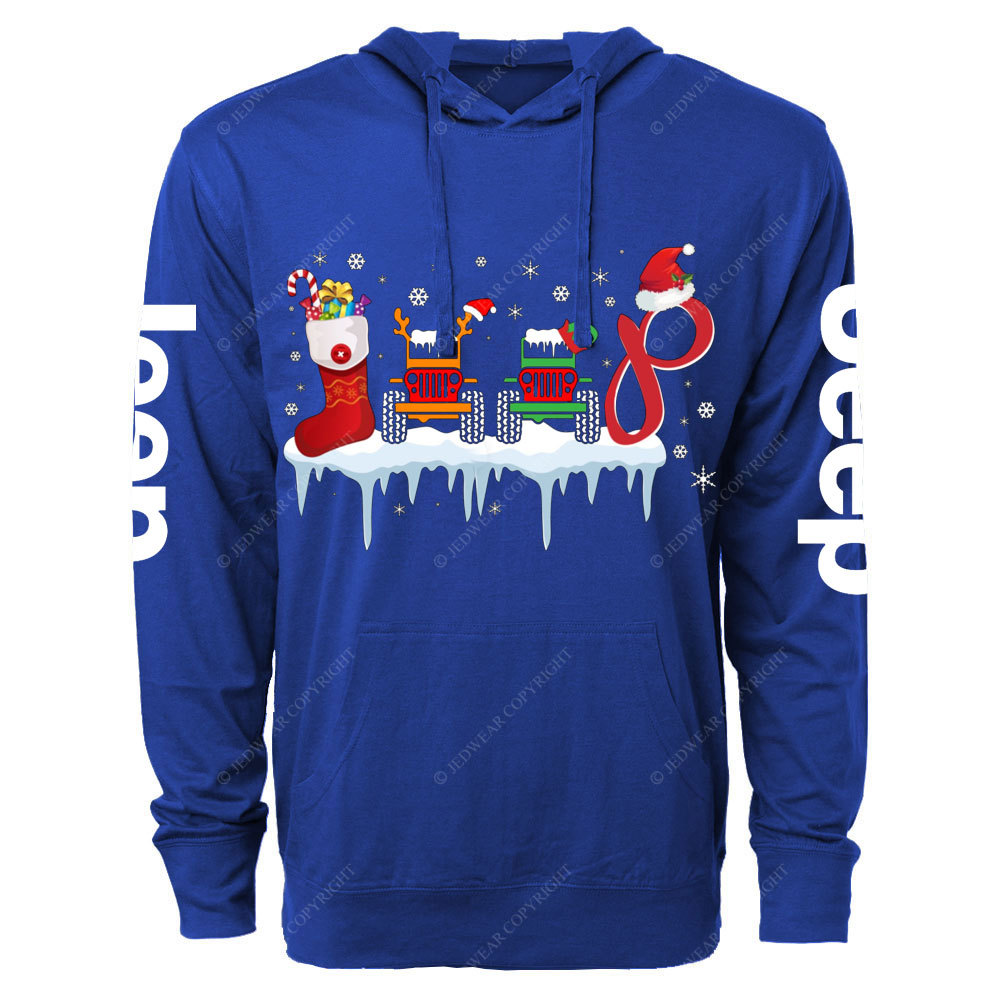 Jps Christmas Santa Claus and Reindeer Oversized Lightweight Hoodie