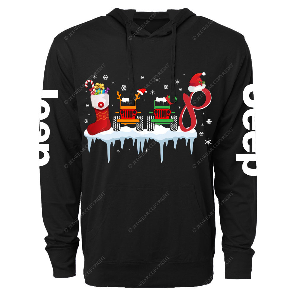 Jps Christmas Santa Claus and Reindeer Oversized Lightweight Hoodie