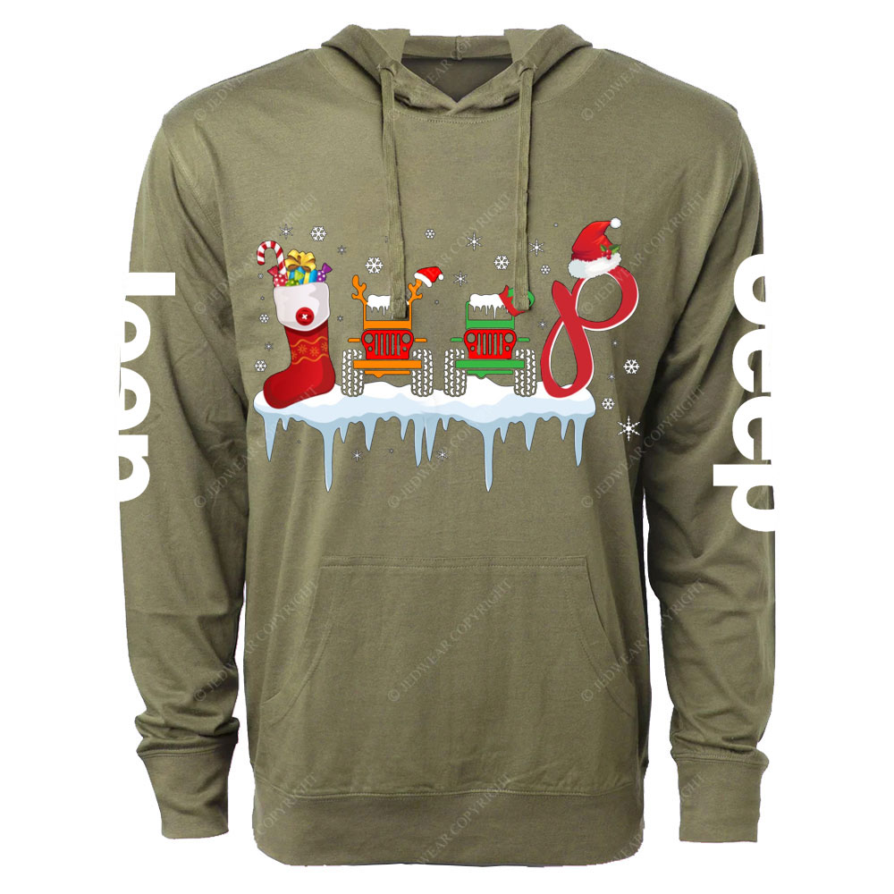 Jps Christmas Santa Claus and Reindeer Oversized Lightweight Hoodie
