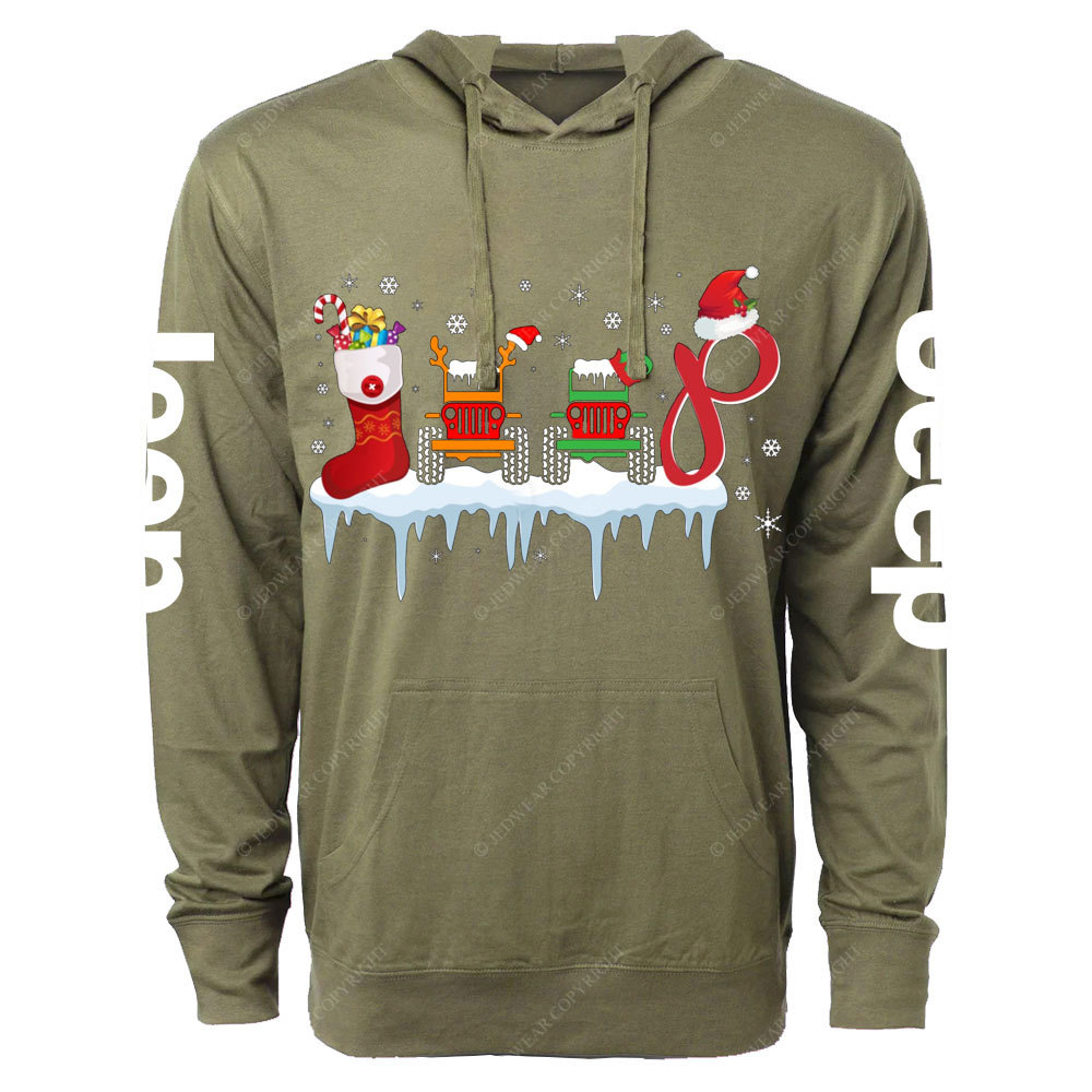 Jps Christmas Santa Claus and Reindeer Oversized Lightweight Hoodie