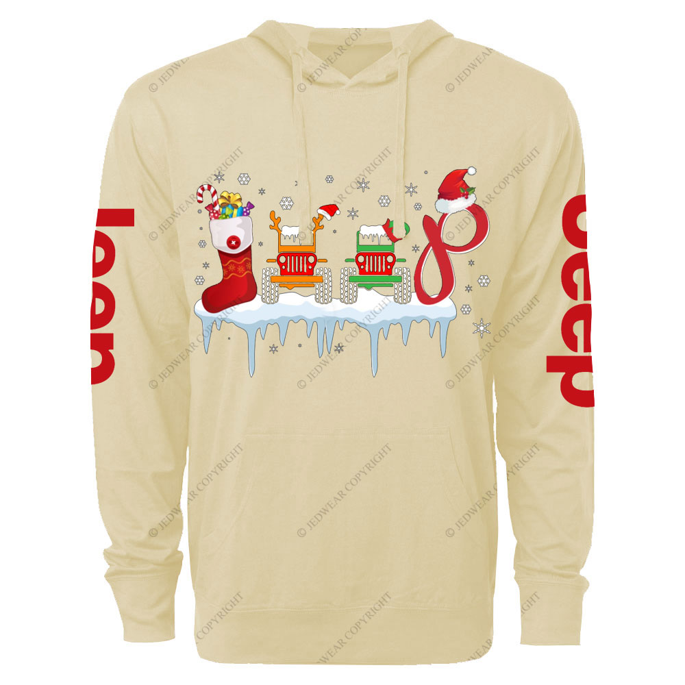 Jps Christmas Santa Claus and Reindeer Oversized Lightweight Hoodie