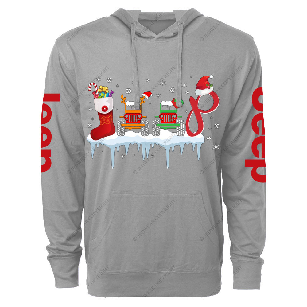 Jps Christmas Santa Claus and Reindeer Oversized Lightweight Hoodie