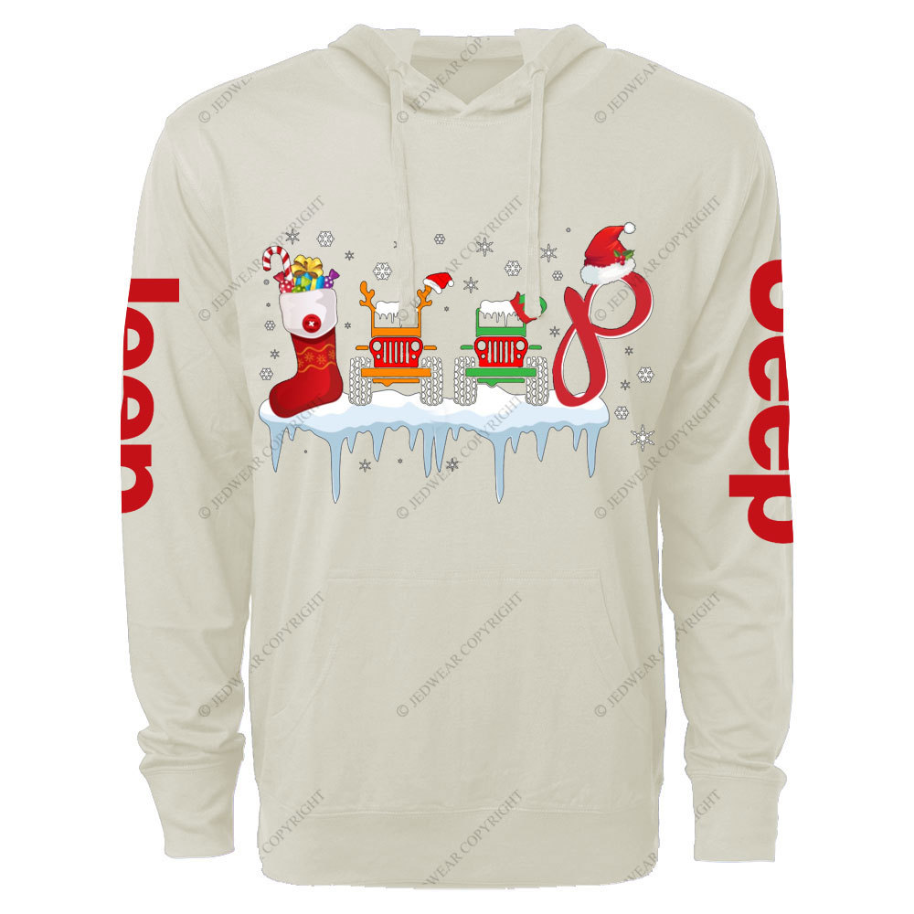 Jps Christmas Santa Claus and Reindeer Oversized Lightweight Hoodie
