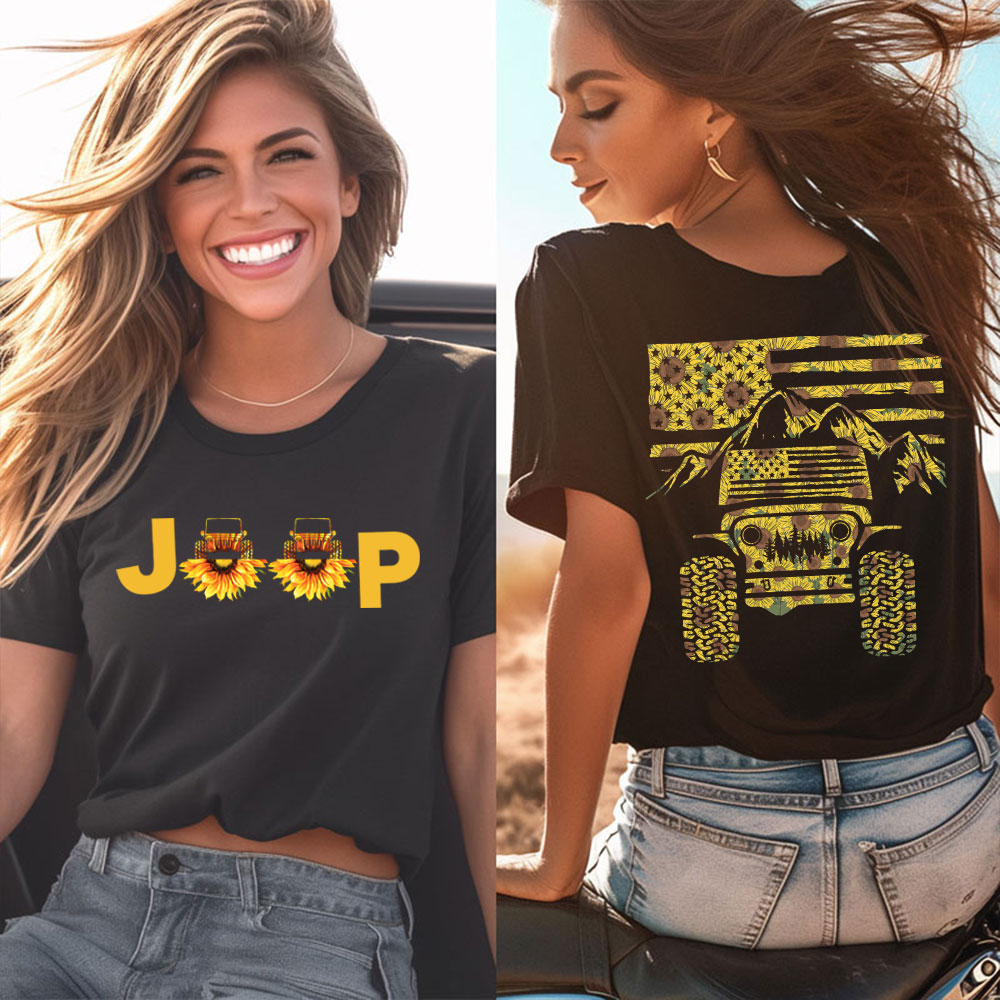 American Flag Mountains Sunflower Jp Lover Women T-Shirt
