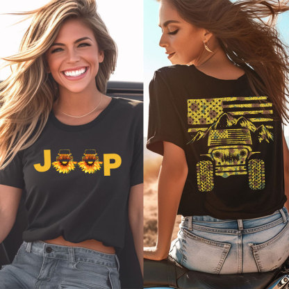 American Flag Mountains Sunflower Jp Lover Women T-Shirt