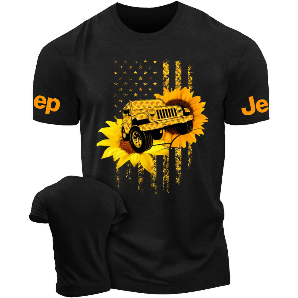 American Jp Flag Sunflower Men's Tshirt