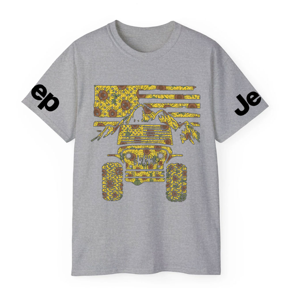 Jp American Flag Mountains Sunflower Fill T-Shirt