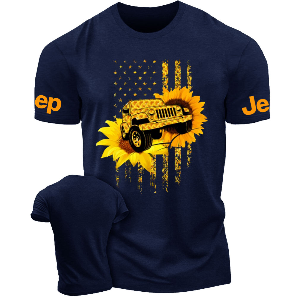 American Jp Flag Sunflower Men's Tshirt