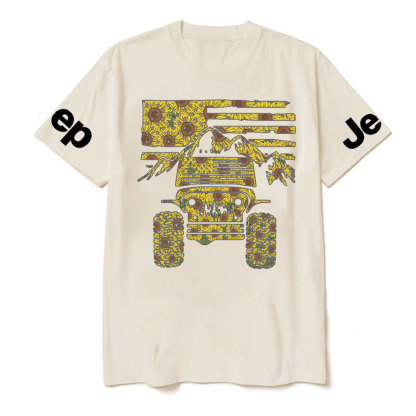 Jp American Flag Mountains Sunflower Fill T-Shirt