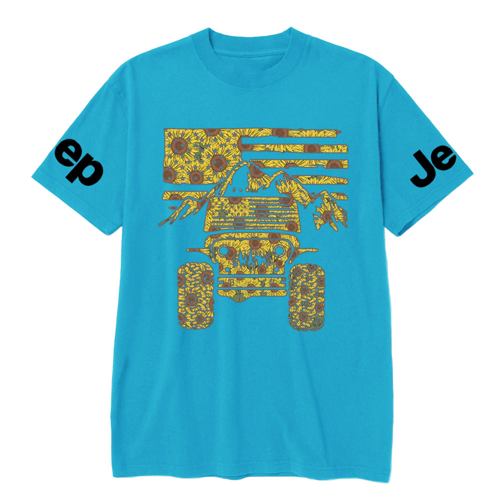 Jp American Flag Mountains Sunflower Fill T-Shirt