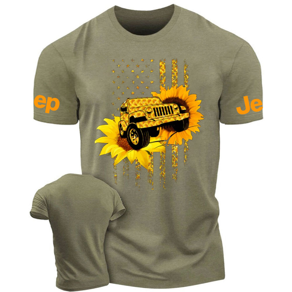 American Jp Flag Sunflower Men's Tshirt