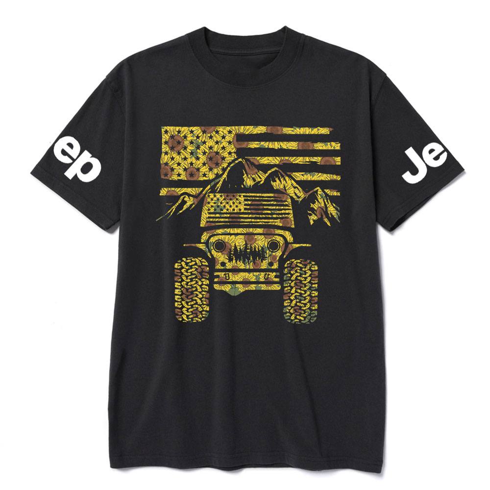 Jp American Flag Mountains Sunflower Fill T-Shirt