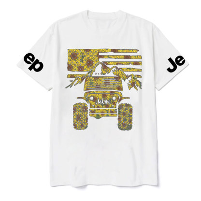 Jp American Flag Mountains Sunflower Fill T-Shirt