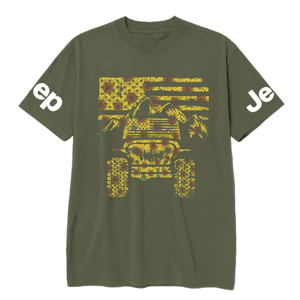 Jp American Flag Mountains Sunflower Fill T-Shirt