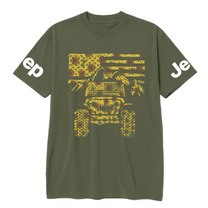 Jp American Flag Mountains Sunflower Fill T-Shirt