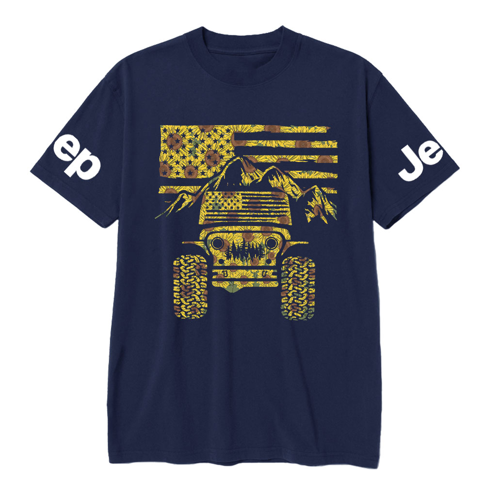 Jp American Flag Mountains Sunflower Fill T-Shirt