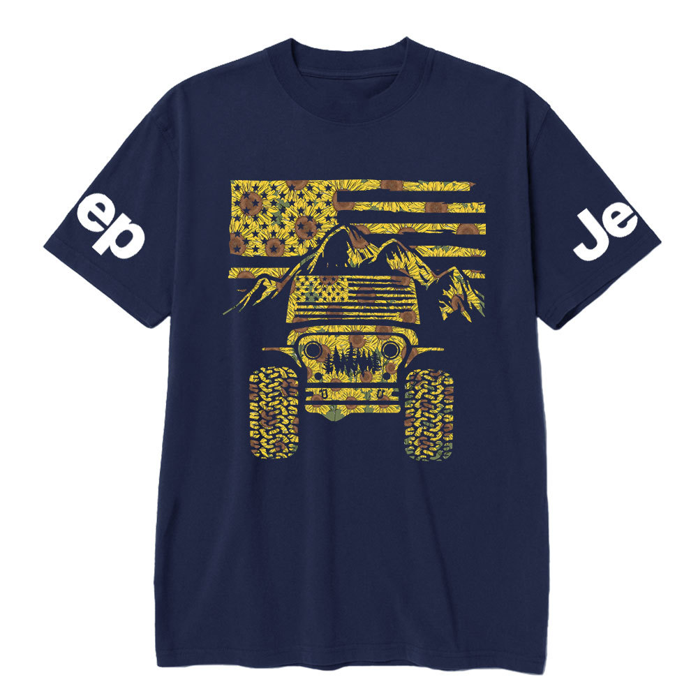 Jp American Flag Mountains Sunflower Fill T-Shirt