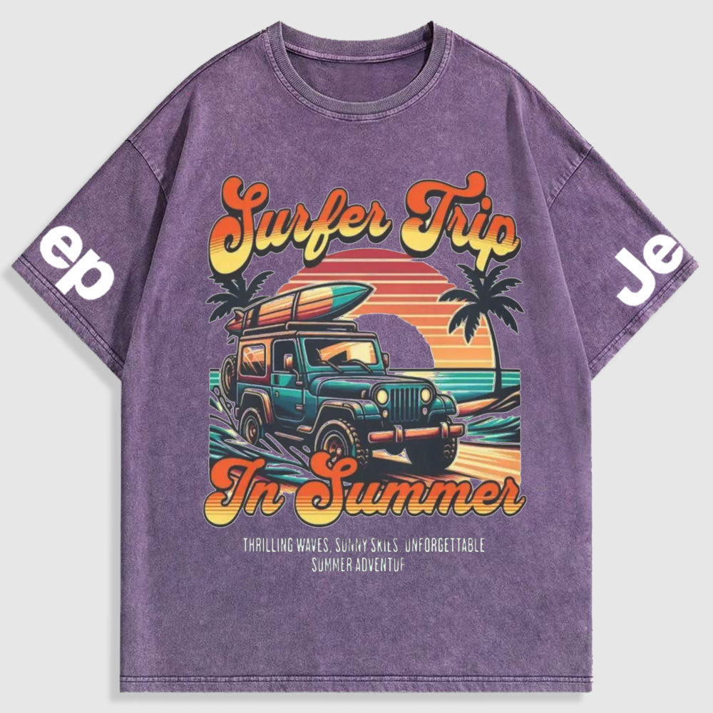 Retro Surfer Jp Summer Vintage Beach Washed T-Shirt