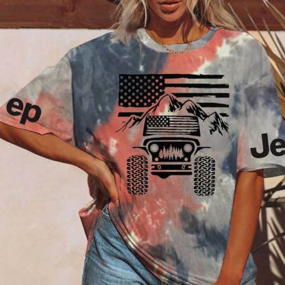 Jp American Flag Mountains Tie dye T-Shirt