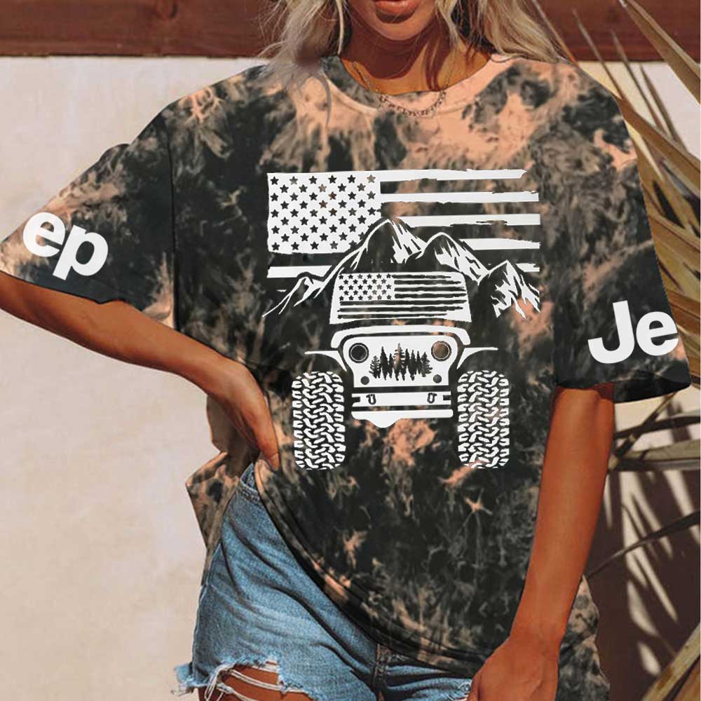 Jp American Flag Mountains Tie dye T-Shirt