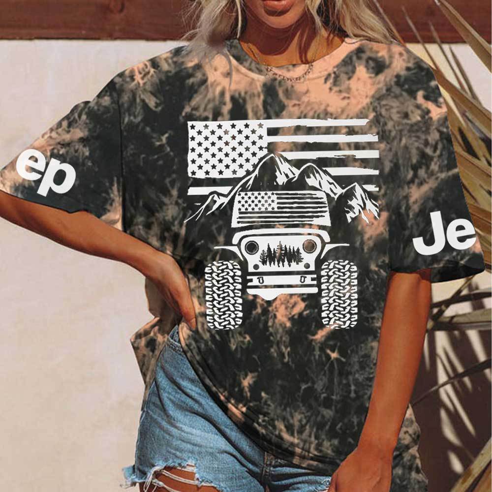 Jp American Flag Mountains Tie dye T-Shirt