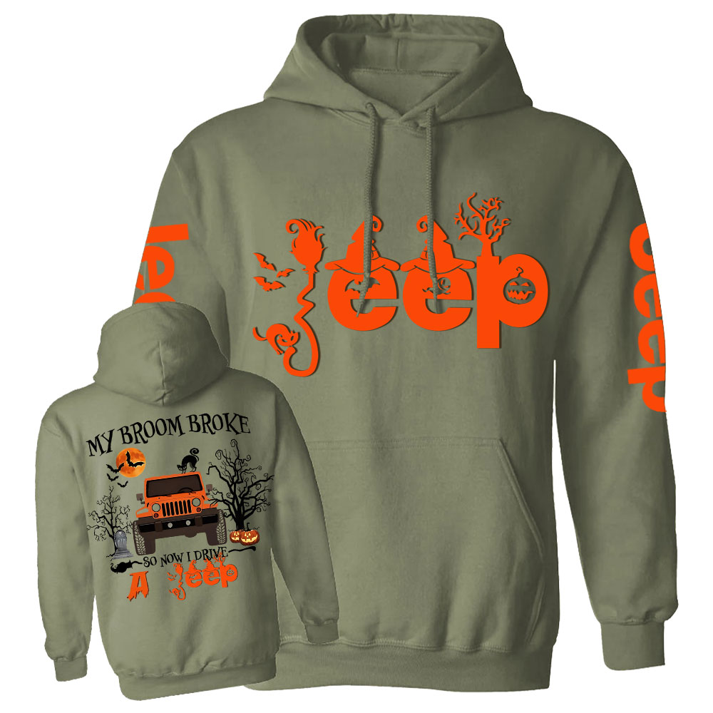 My Broom Broke So Now I Drive A Jp Halloween Magical Jp Double Printed Casual Hoodie