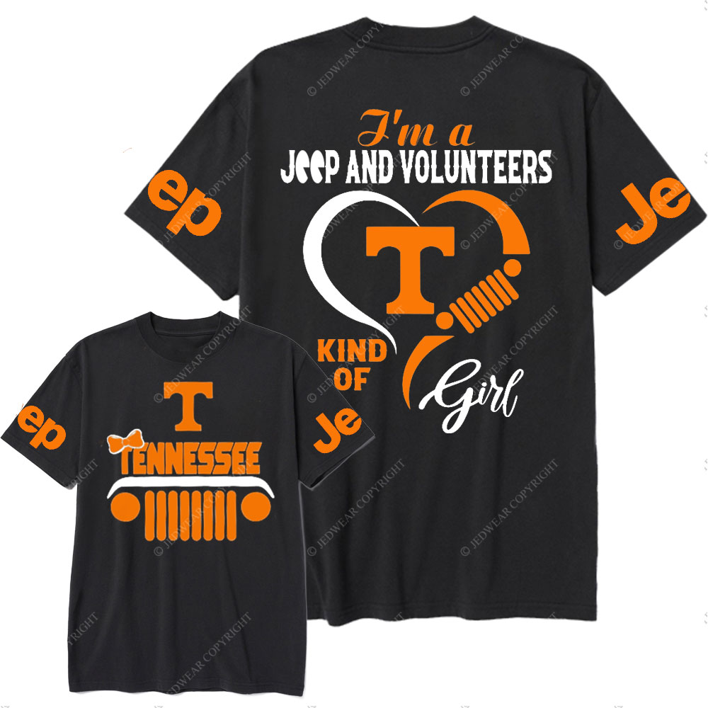 Tennessee Volunteers Football Team Heart Jeep Girl T-Shirt