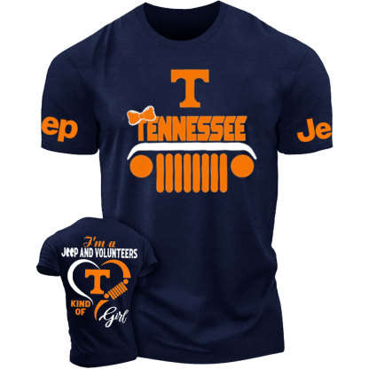Tennessee Volunteers Football Team Heart Jeep Girl T-Shirt