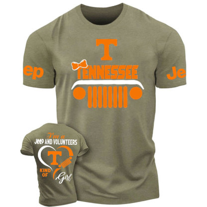Tennessee Volunteers Football Team Heart Jeep Girl T-Shirt