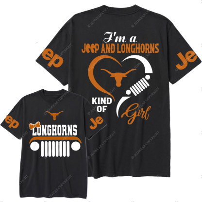 Texas Longhorns Football Team Heart Jeep Girl T-Shirt