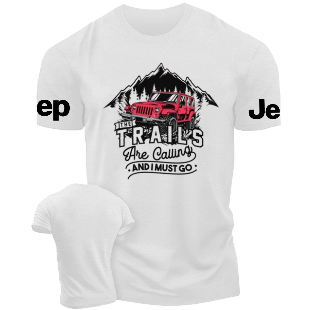 The Trails are Calling and I Must Go Red 4 Door Wrangler JKU Jp T-Shirt