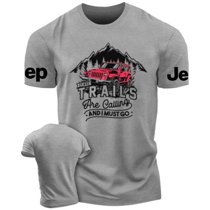 The Trails are Calling and I Must Go Red 4 Door Wrangler JKU Jp T-Shirt