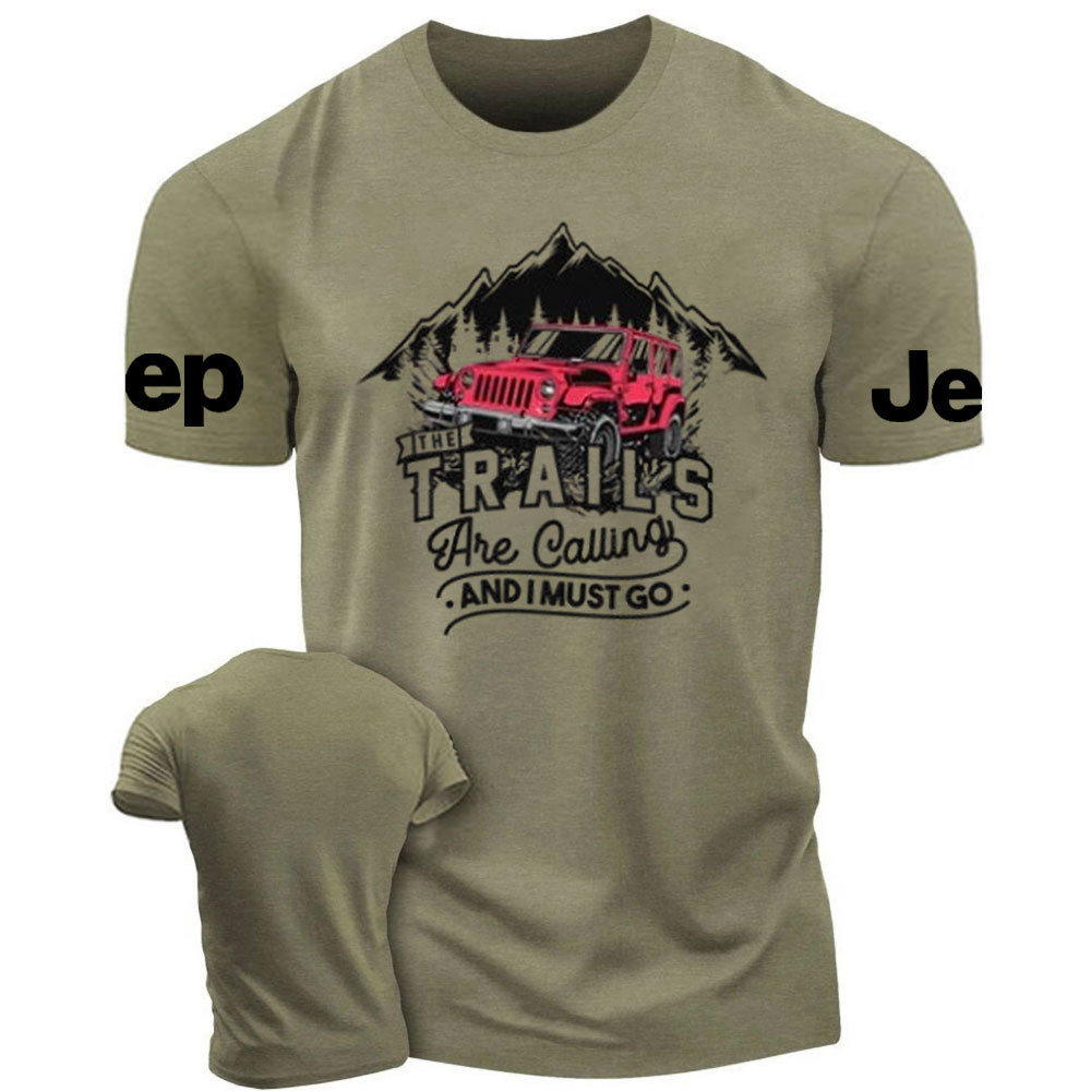 The Trails are Calling and I Must Go Red 4 Door Wrangler JKU Jp T-Shirt