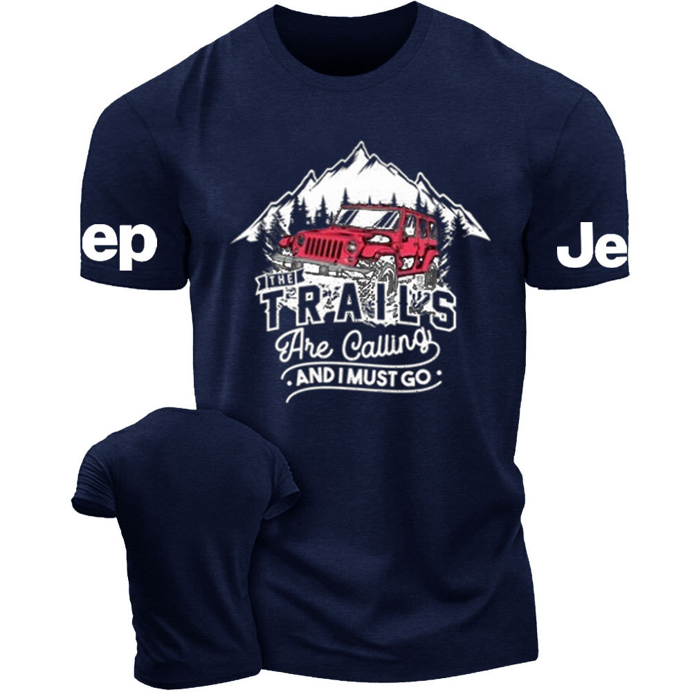 The Trails are Calling and I Must Go Red 4 Door Wrangler JKU Jp T-Shirt