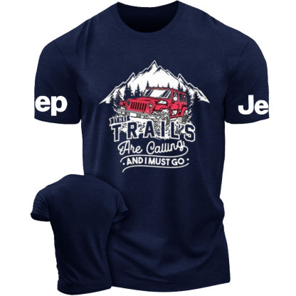 The Trails are Calling and I Must Go Red 4 Door Wrangler JKU Jp T-Shirt