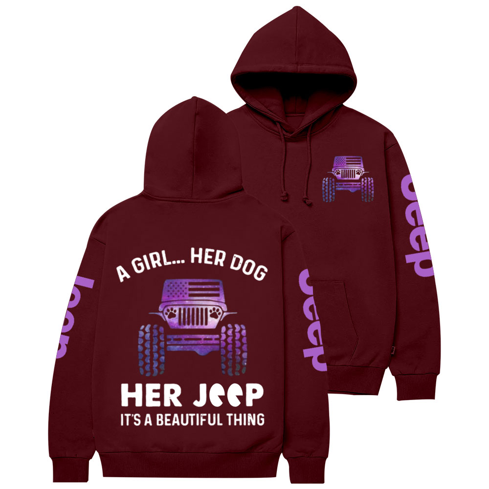 A Girl Her Dog Her Purple Jp Casual Hoodie