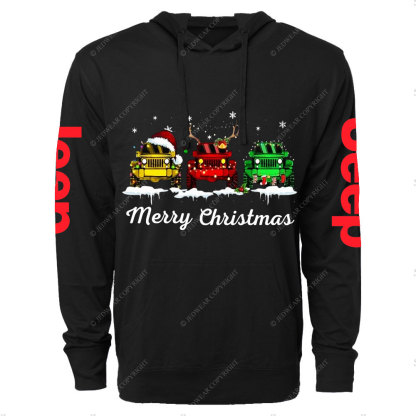 Funny Three Jp Santa Merry Christmas Light Oversized Lightweight Hoodie