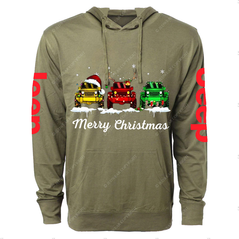 Funny Three Jp Santa Merry Christmas Light Oversized Lightweight Hoodie