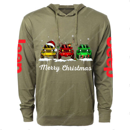 Funny Three Jp Santa Merry Christmas Light Oversized Lightweight Hoodie