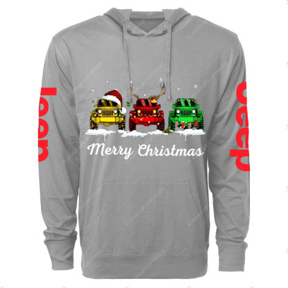 Funny Three Jp Santa Merry Christmas Light Oversized Lightweight Hoodie
