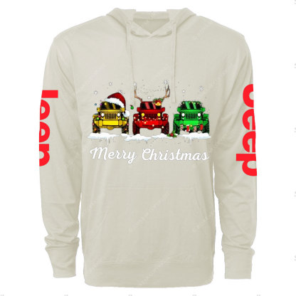 Funny Three Jp Santa Merry Christmas Light Oversized Lightweight Hoodie
