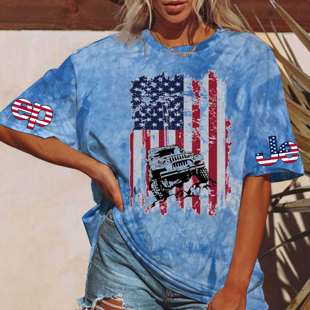 Jp American Flag 4th of July Tie dye T-Shirt