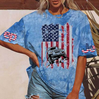 Jp American Flag 4th of July Tie dye T-Shirt