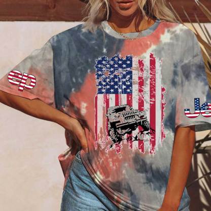 Jp American Flag 4th of July Tie dye T-Shirt