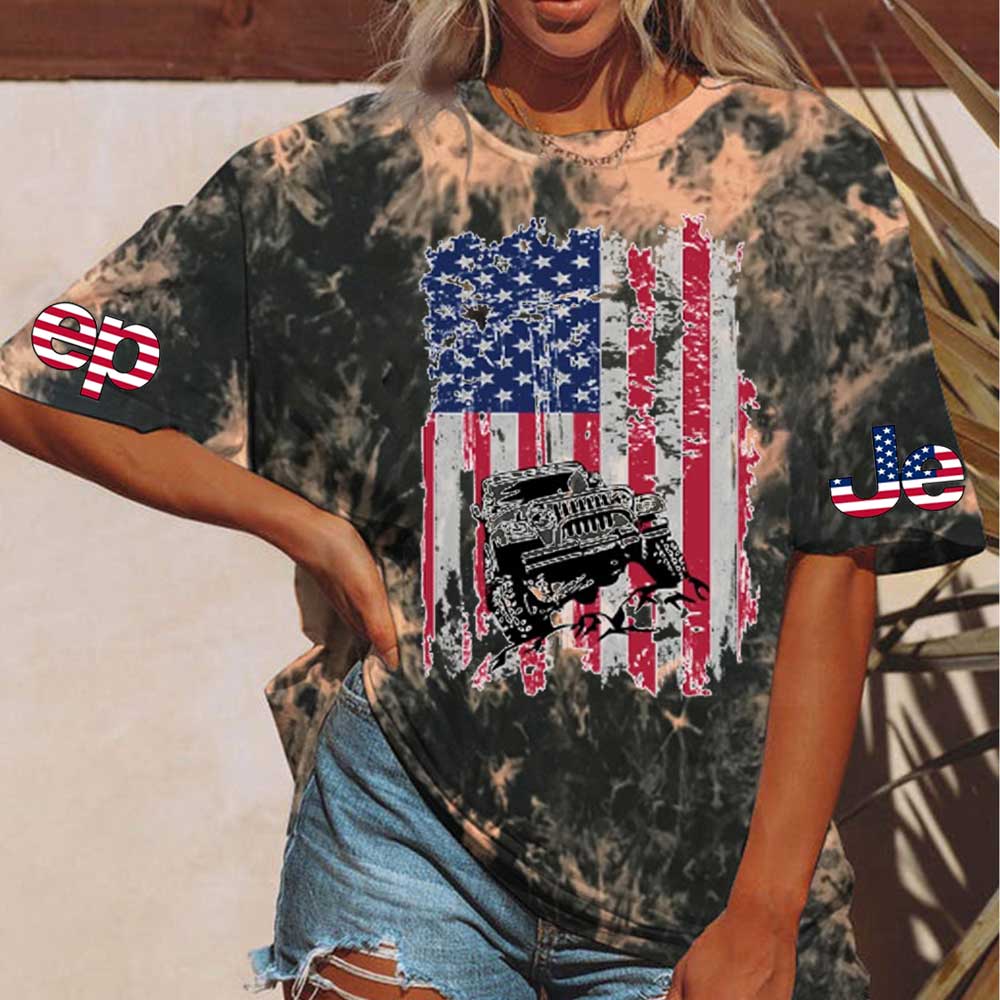 Jp American Flag 4th of July Tie dye T-Shirt