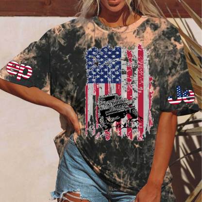 Jp American Flag 4th of July Tie dye T-Shirt