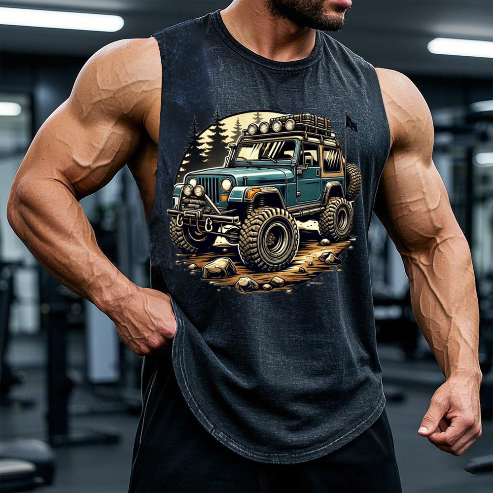 Blue Jp Driving On Dirt Road Adventure Exploration Men Tank