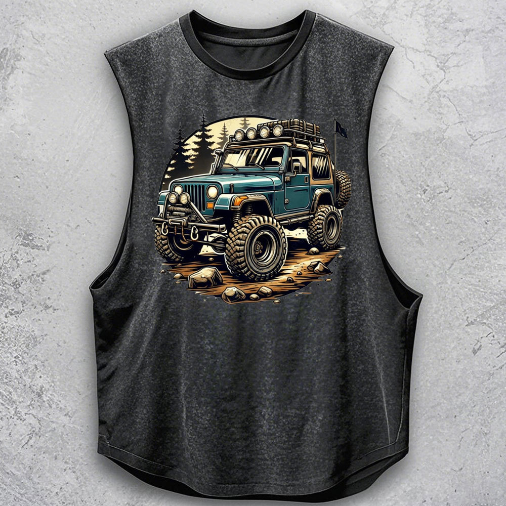 Blue Jp Driving On Dirt Road Adventure Exploration Men Tank