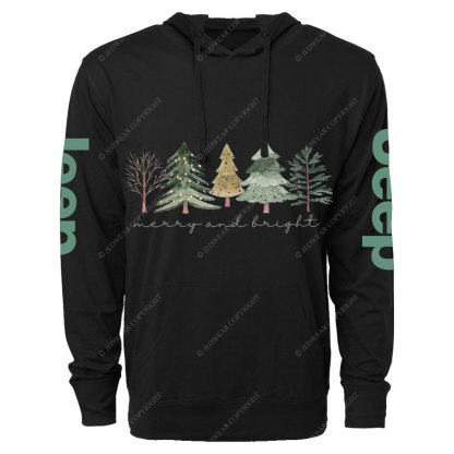 Merry and Bright Trees Jpmas Oversized Lightweight Hoodie