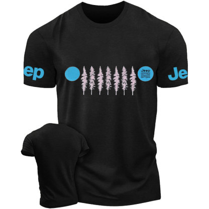 Orange Sunset Green Pine Tree Jp Grille T-Shirt
